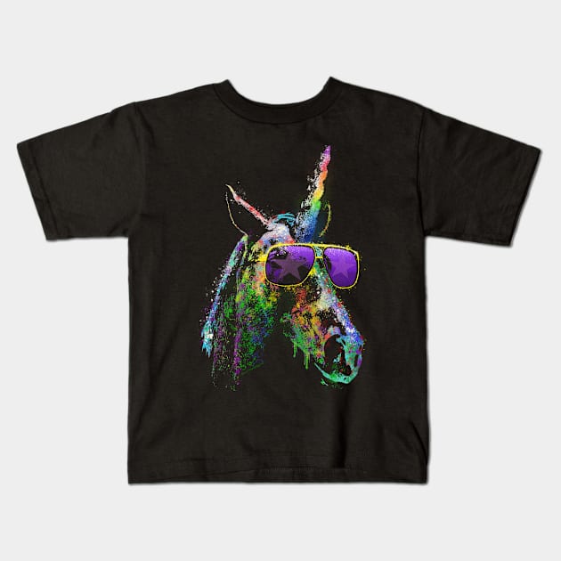 Neon Rainbow Unicorn 80s Vintage-Inspired Graphic Shirt Kids T-Shirt by Get Hopped Apparel